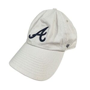 47 Brand Atlanta Braves Baseball Cap OSFA Tan Adjustable Strap‎ Embroidered
